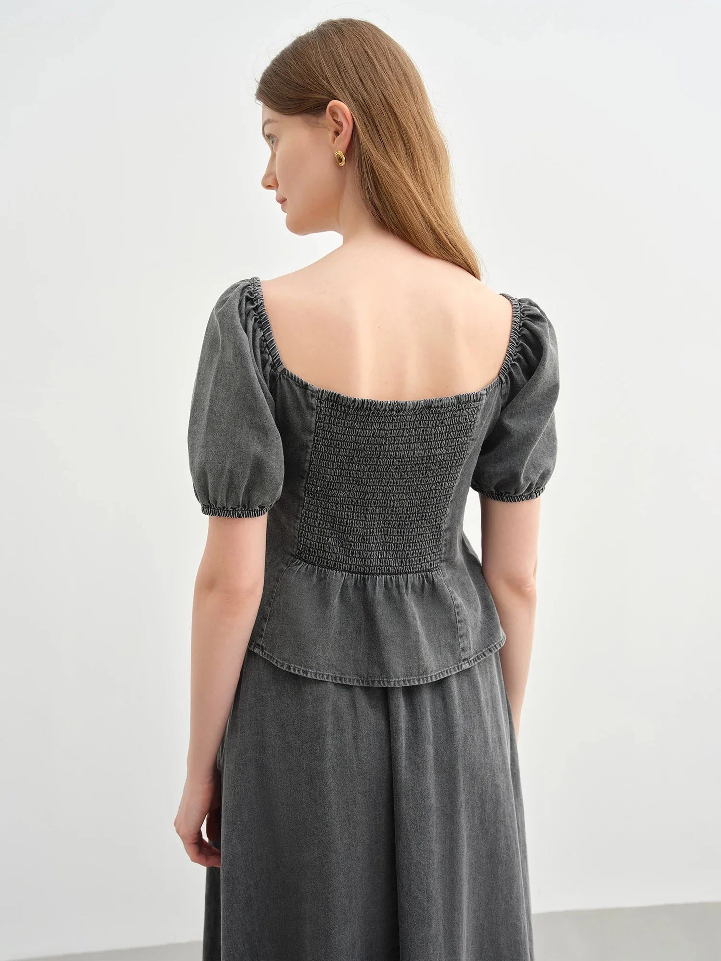 Retro Denim Suit Two-Piece High Waist A-Line Skirt Set