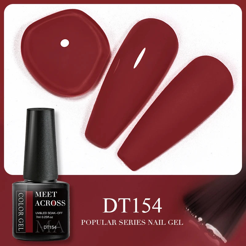 MEET ACROSS 7ml Reflective Glitter Gel Nail Polish Glitter Reflective Effect Semi Permanent UV LED Nail Art Gel Varnish Manicure