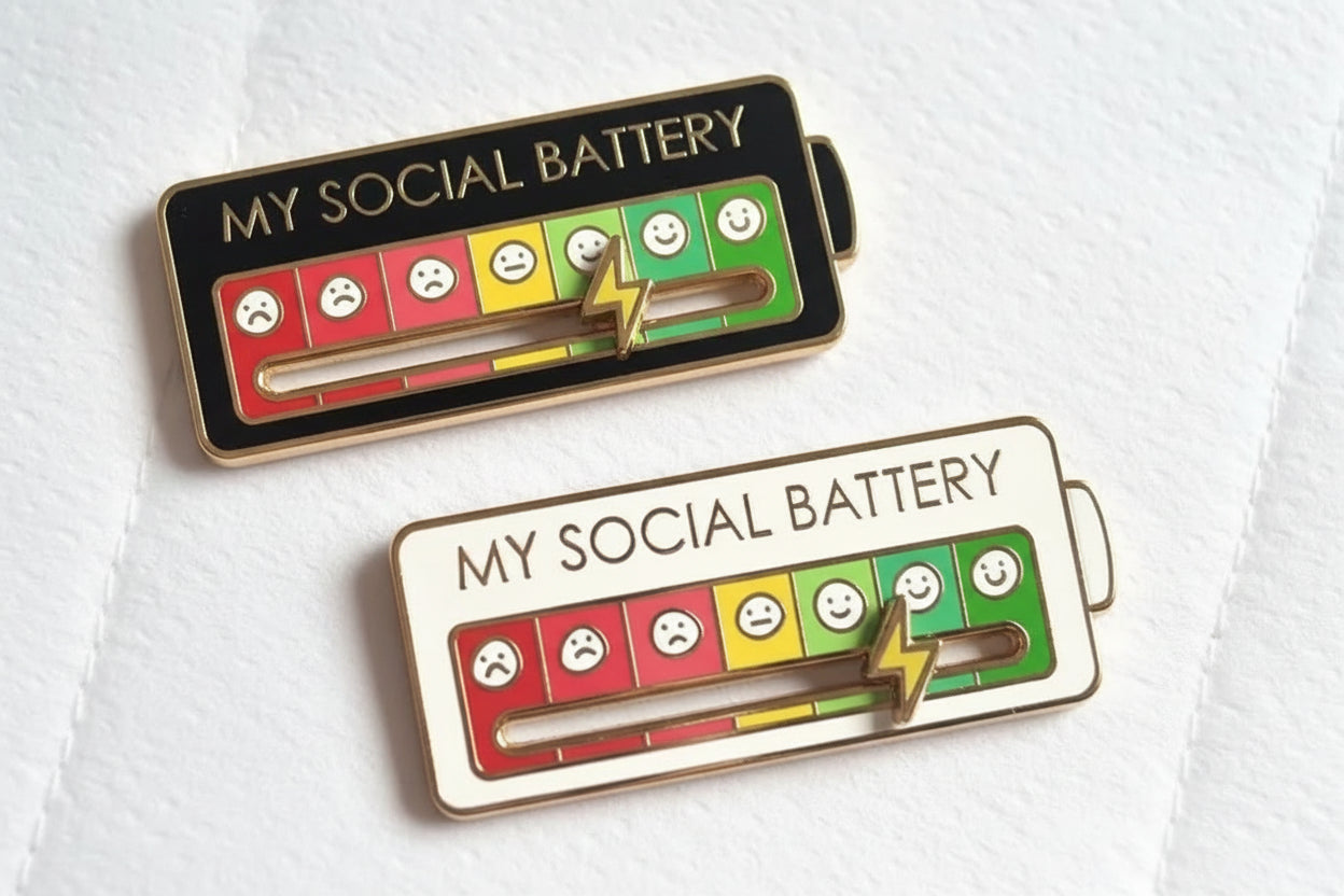 Mood Conversion Energy Brooch Can Slide My Social Energy Badge Expression Badge Men Women Pins for Backpacks Badges Metal Pines