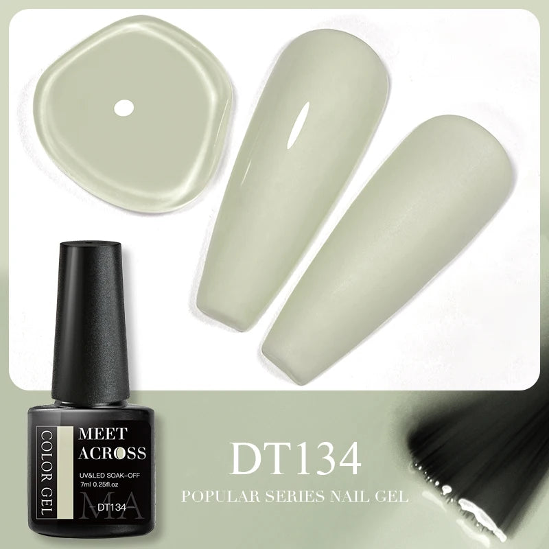MEET ACROSS 7ml Reflective Glitter Gel Nail Polish Glitter Reflective Effect Semi Permanent UV LED Nail Art Gel Varnish Manicure