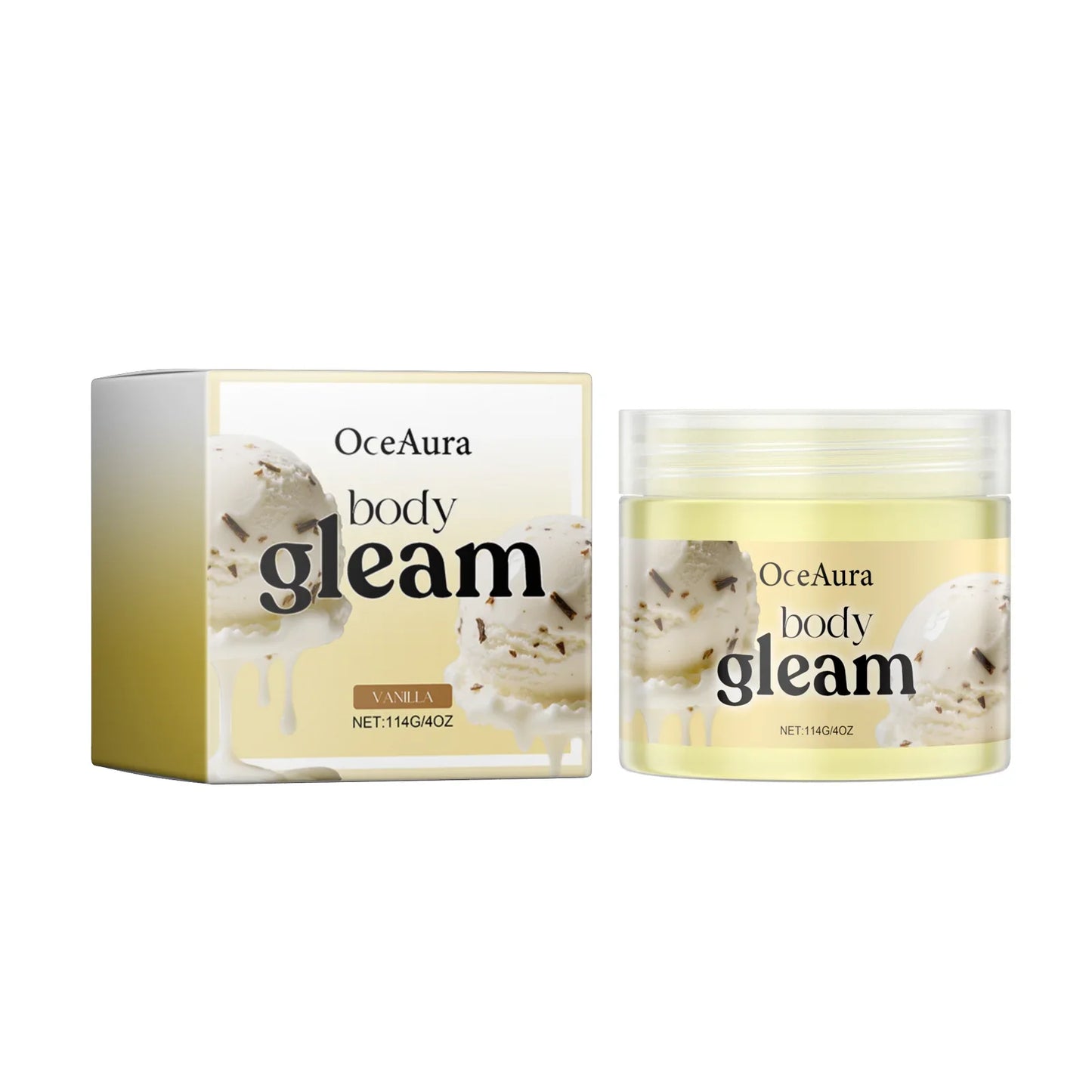 OceAura Body Moisturizing Cream Shea Butter Deep Hydration Soft Smooth Skin Barrier Repair Vanilla Peach Body Lightening Cream