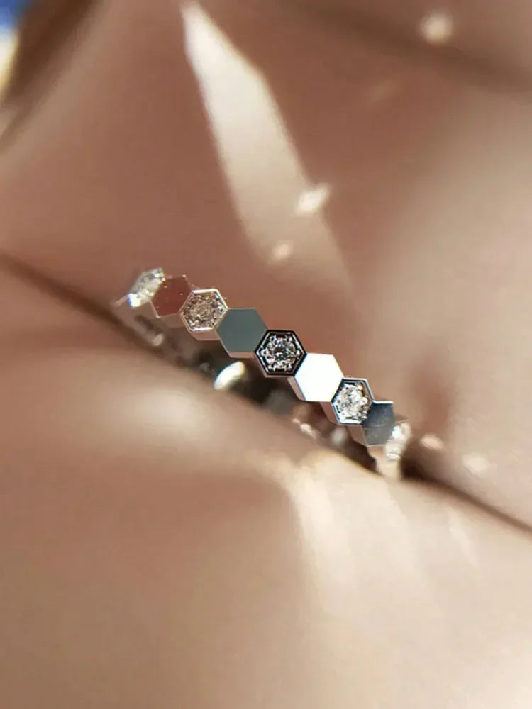 925 Sterling Silver Vintage Geometric Shape Zircon Rings For Women Gift Match Daily Party High Quality Fine Jewelry Accessories