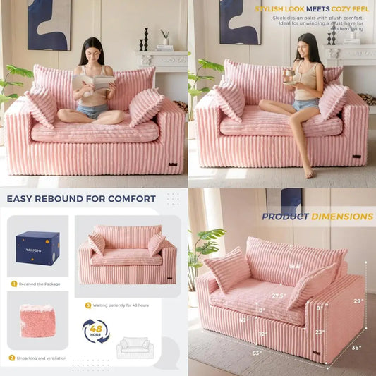 PINK Upholstered Bean Bag Chair