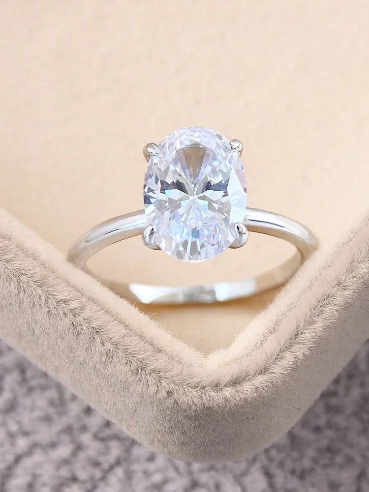 925 Sterling Silver Elliptical Horse Eye Fashionable Zircon Ring For Women Engagement Wedding Luxury High Quality Fine Jewelry
