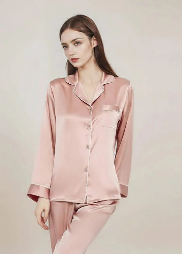 Women’s Mulberry Silk Pajama Set Long Sleeve Summer