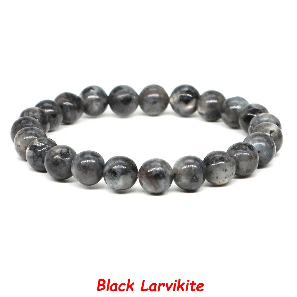 Natural Stone Bracelet Healing Crystal Amethyst Quartz Agate Round Loose Bead Elastic Stretch Bangle For Women Men Jewelry Gifts