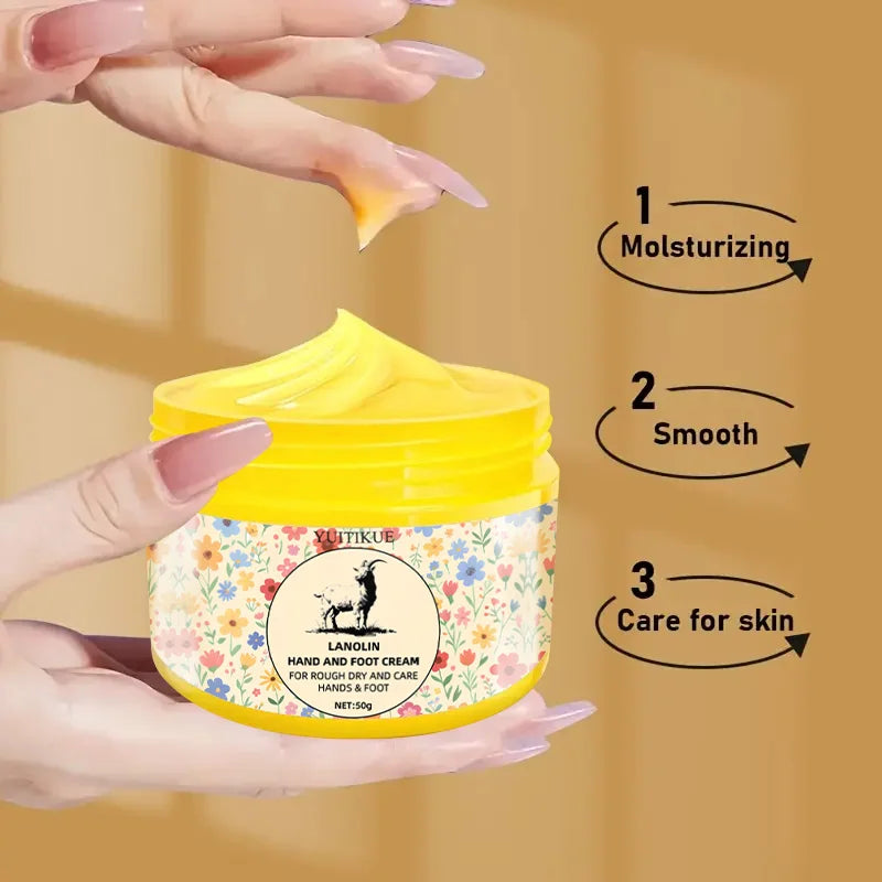 50g Lanolin Foot Cream - Suitable for chapped soles and heels, firms and moisturizes the skin, locks in moisture, leaves the ski