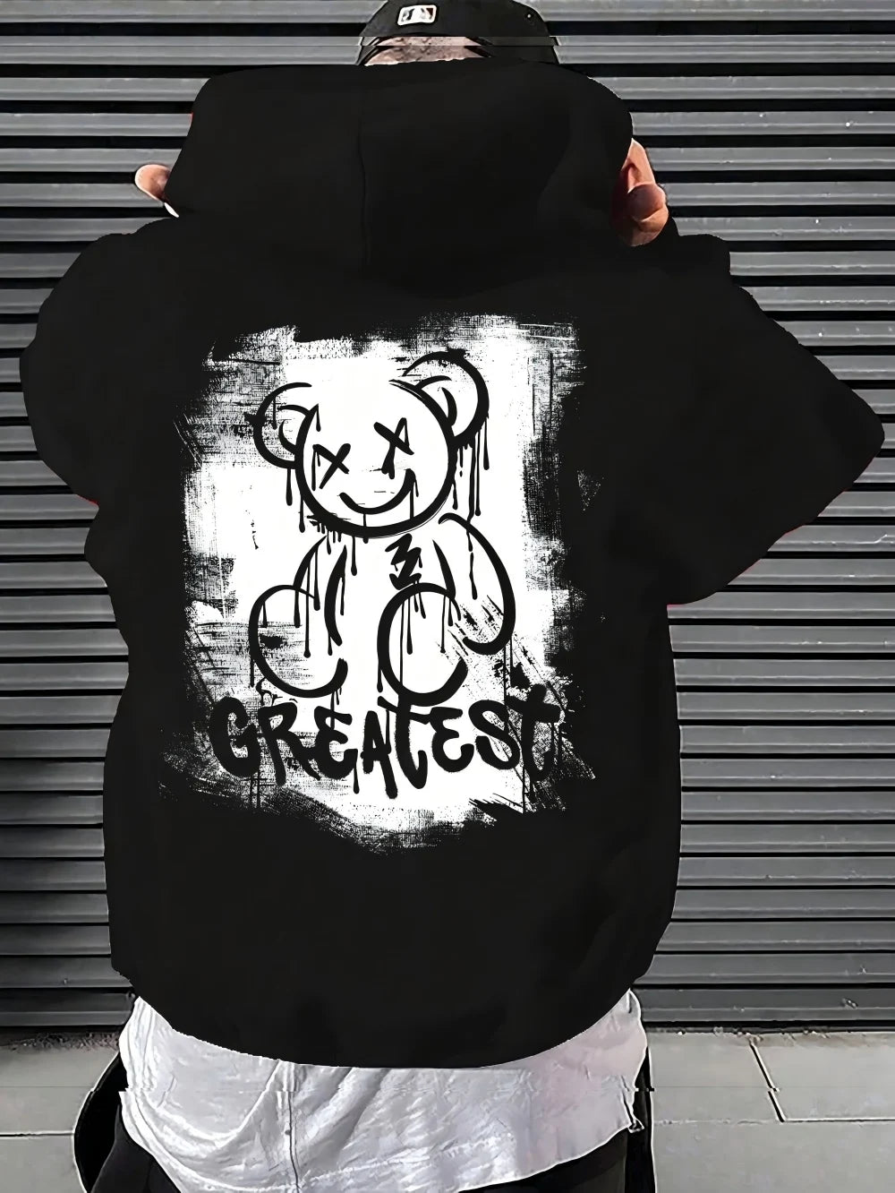 Men's Graffiti Print Inspirational Quote Bear Hoodies Soft and Comfortable Fit