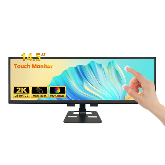 12.3/14.5 Inch Stretched Bar External Auxiliary Touch Portable Monitor for PC Raspberry Pi 5/4 Laptop Phone Vehicle PS Xbox Game