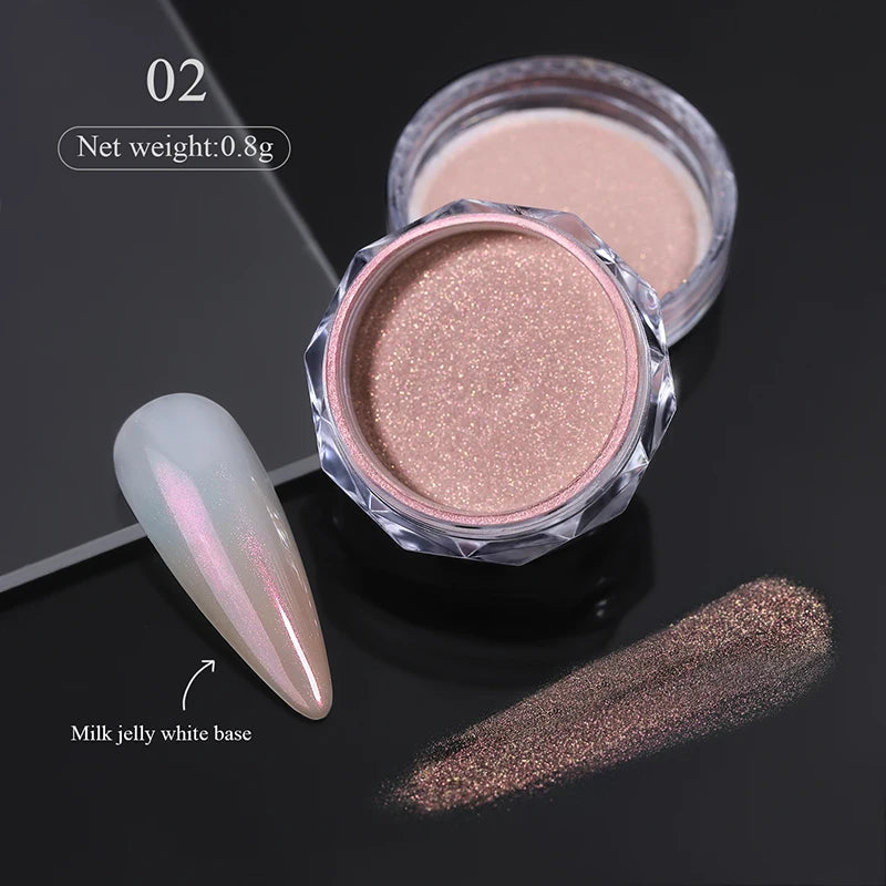 1Box Moonlight Nail Powder Silver Fine Glitter Metallic Effect Pigment UV Gel Polish Dust Aurora Nail Decorations