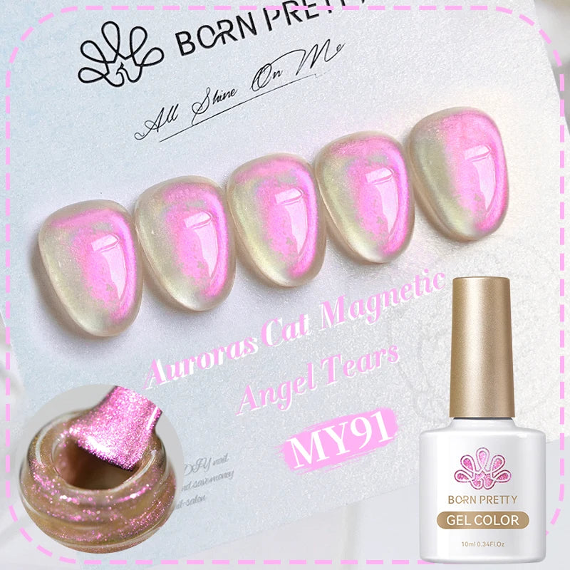 BORN PRETTY 10ml Rainbow Auroras Cat Magnetic Gel Nail Polish Holographics Nail Gel for Manicure Design Varnis Semi Permanent