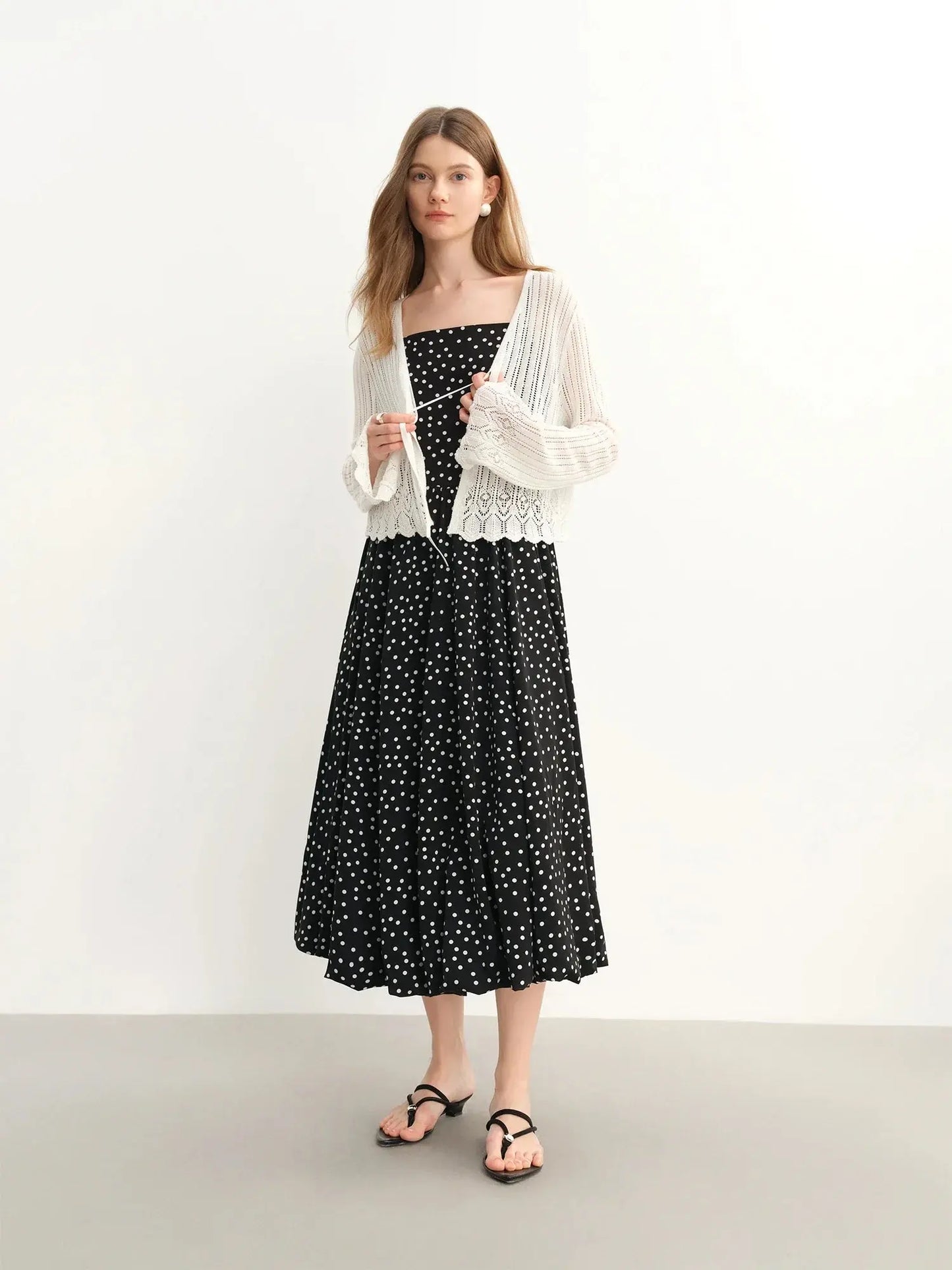 Elegant Plus Size Polka Dot Dress