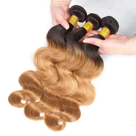 Body Wave Blonde Bundles Human Hair Ombre Bundles 1B/27 Honey Blonde Human Hair Bundles Black To Blonde Hair Weave For Women
