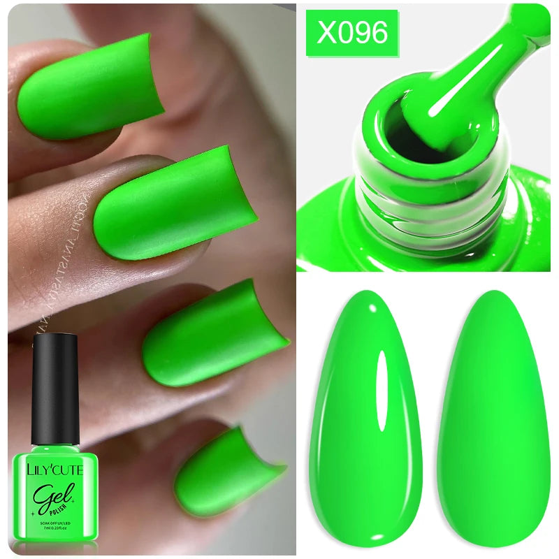 LILYCUTE 7ml Neon Reflective Nail Gel Polish Dark Flash Glitter Effect Fluorescent Gel Soak Off UV Gel Summer Nail Art Varnish