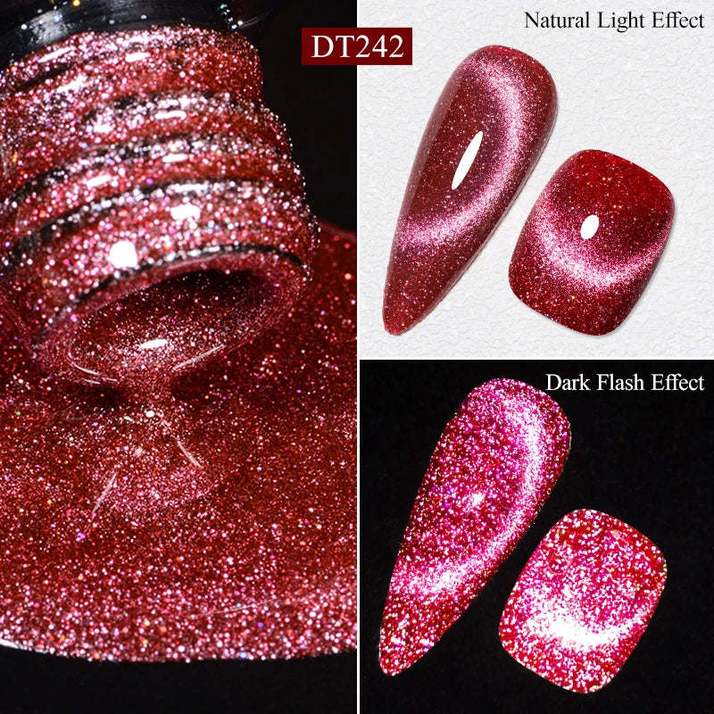 MEET ACROSS 7ml Reflective Glitter Gel Nail Polish Glitter Reflective Effect Semi Permanent UV LED Nail Art Gel Varnish Manicure