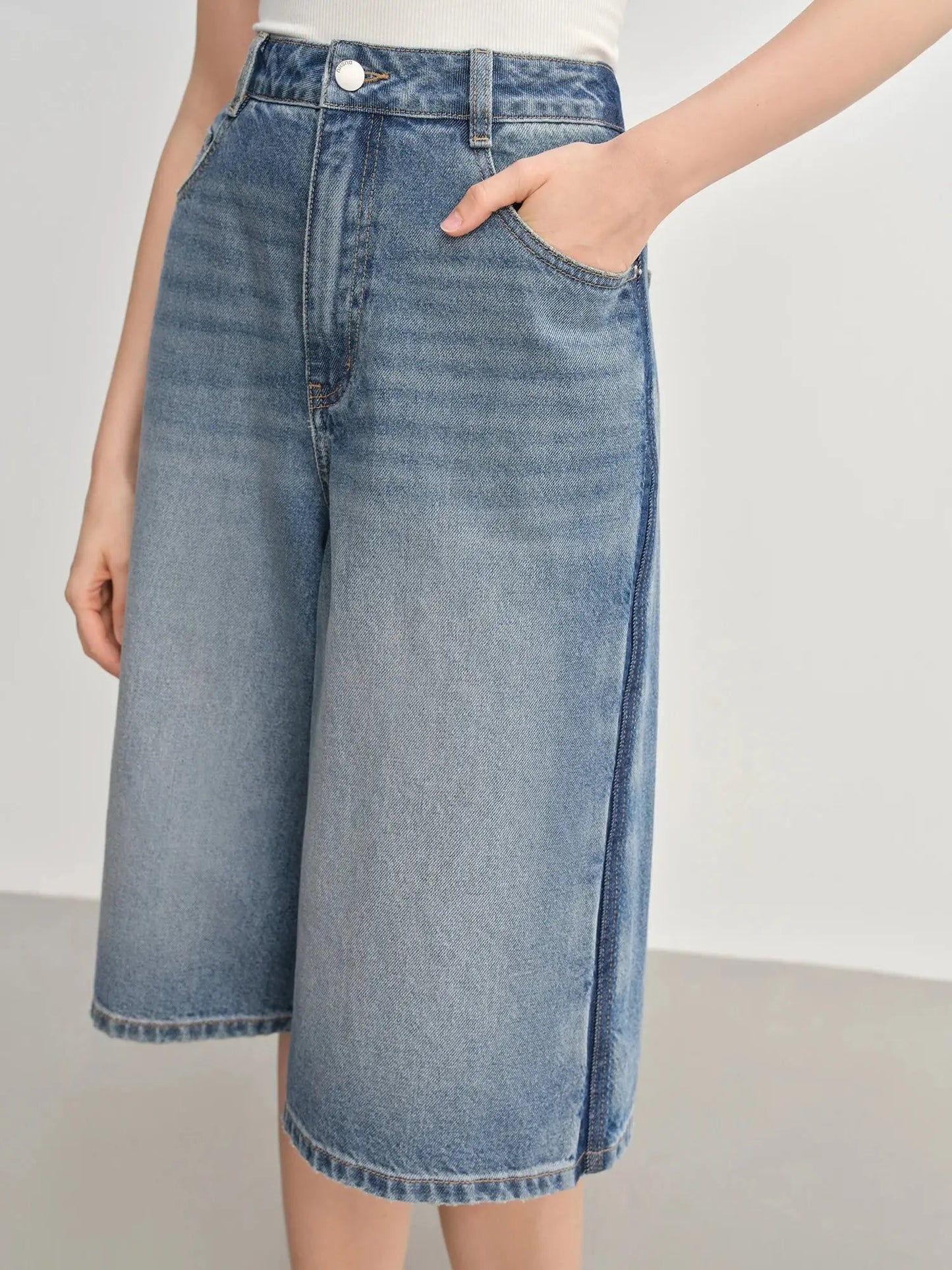 Plus Size High-Waisted Wide-Leg Casual Jeans
