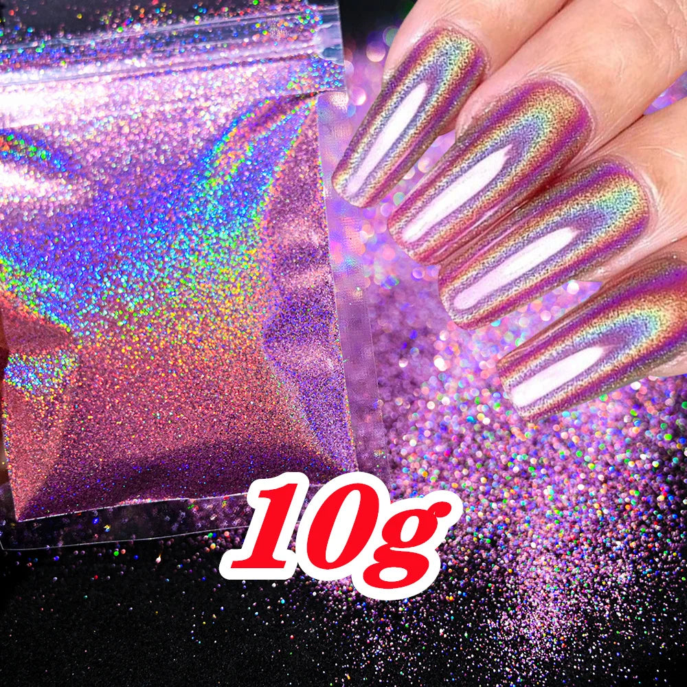 10g Holographic Laser Christmas Red Glitter Powder 0.2mm Rainbow Sparkly Red HOLO Powder 3D Dazzling Glitter Manicure Powder