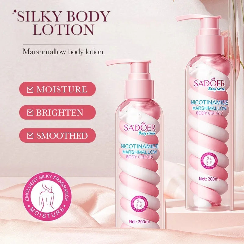 200ml Niacinamide Marshmallow Beauty Body Lotion, Moisturizing and Nourishing Light Beige, Restores Softness and Delicacy, Moisturizing and Smooth Light Beige Cream