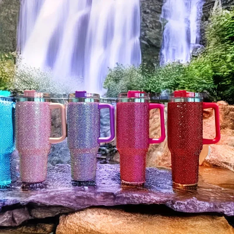 Shine Bright - Handmade 40oz Sparkling Rhinestone Stainless Steel Tumblers