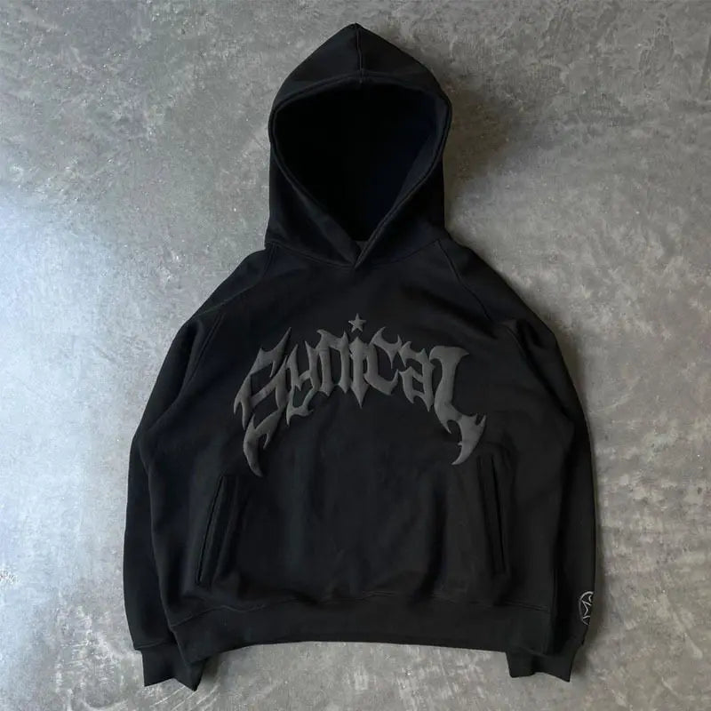 Unisex Y2k Hooded Retro Harajuku Sweatshirt Gothic Letter Star Long Sleeve Hoodie Trendy Men's Casual Oversized Jacket Tops