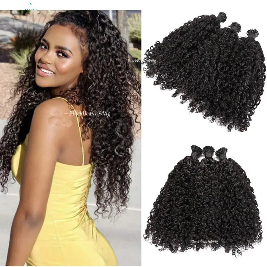 Sassy Curly I Tip Human Hair Extension Brazilian Remy Hair Microlink Pre Bonded Soft Curly Stick I Tip Hair 100g 100strands