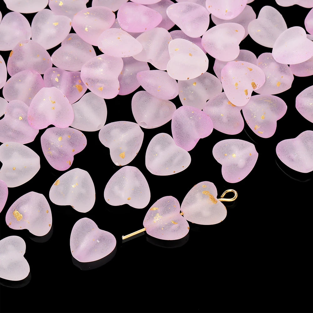 50pcs/lot Acrylic Heart Beads Gradient AB Color Large Crystal Loose Spacer Beads for Necklace Bracelet Pendant Jewelry Making