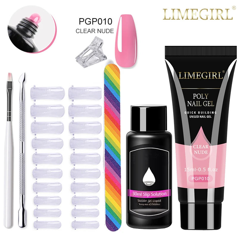 Limegirl Poly Nail UV Gel Set for Nails Quick Extension Building Soak Off UV Polys Nail Gel Kit Manicure Art  Decoration Tools