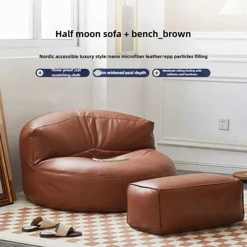 Lazy Sofa Reclining Couch Half Moon Sofa  Bedroom Tatami Seat Small Apartment Bean Bag Set Living Room Furniture Nordic Simple