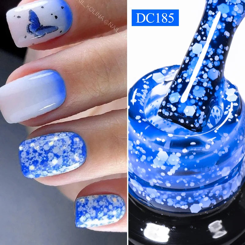 Mtssii 7ml Neon Snowflake Gel Nail Polish Fluorescent Gel UV LED Semi Permanent Glitter Snow Sequins Nails Art Design Varnishes