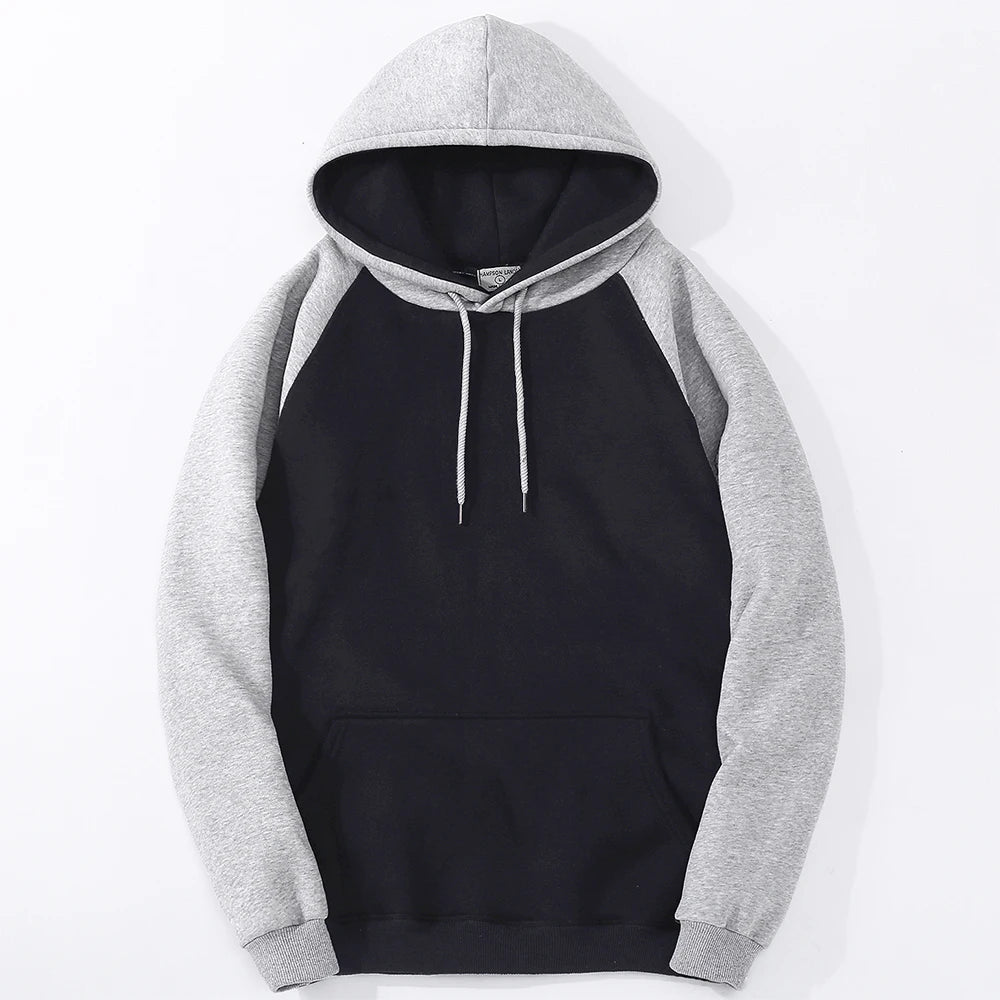 Color Collision Hoodie Men Women Autumn Winter Loose Oversized Clothing Warm Fleece Raglan Splicing Hooded Couple Sweatshirts