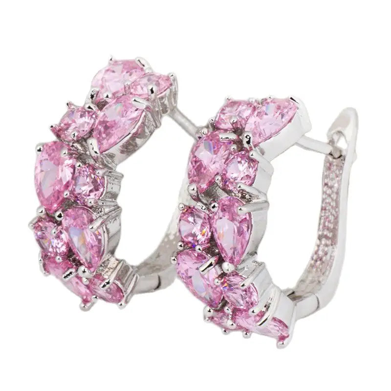 Pink Classic Stud Water Drop Earrings