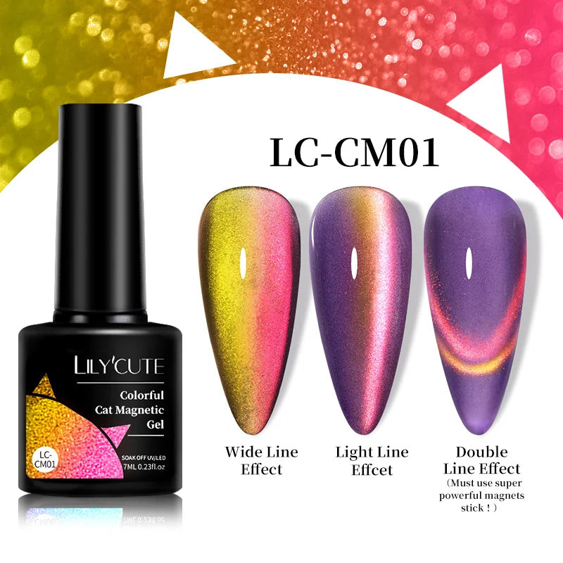 LILYCUTE 7ml Reflective Glitter Cat Magnetic Gel Nail Polish Semi permanent Soak Off UV LED Varnish Nail Supplies