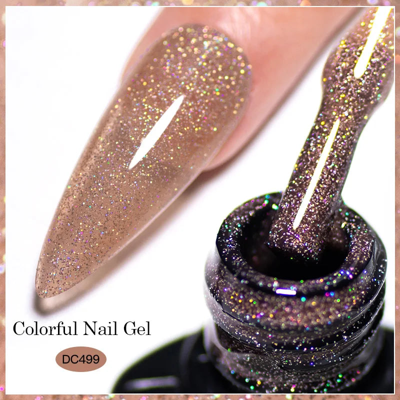7ml Champagne Gold Sliver Reflective Nail Gel Polish Sparkling Shining Glitter Pink Red Nail Supplies Semi Permanent Gel Varnish