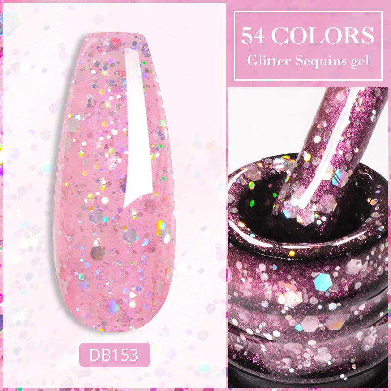 7ml Glitter Reflective Gel Nail Polish Sparkling Soak Off UV LED Gold Silver Black Pink Gel Polish Starter Kit For Home Salon