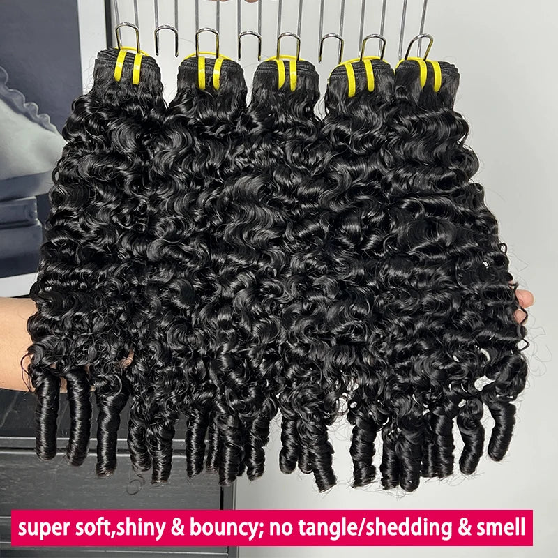 Burmese Curly Spiral Bundles 100% Unprocessed Raw Shiny Human Hair Bundles Pixie Curl Extensions Double Weft