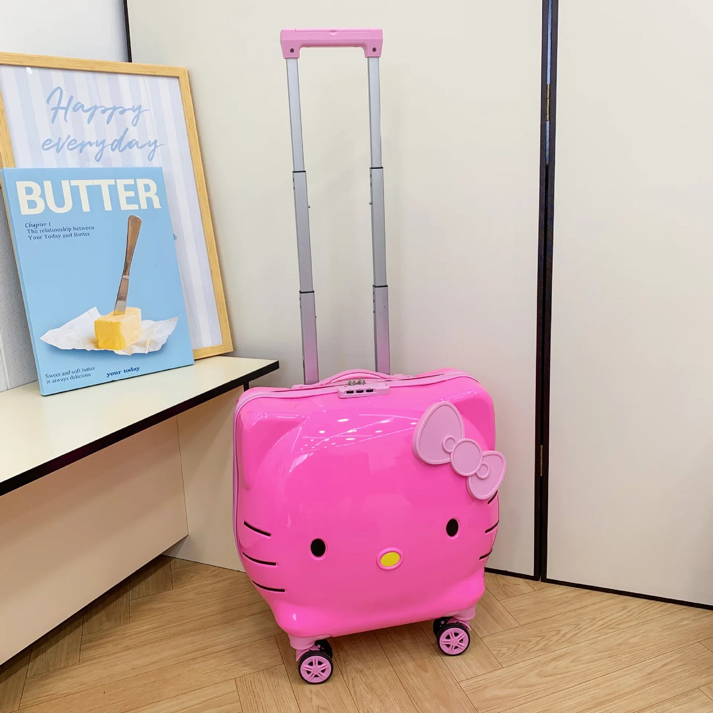 New 20 Inch Hello Kittys Girls Trolley Case Cartoon Suitcase Carry-On Suitcase Anime Figure Bags for Woman Kawaii Cartoon