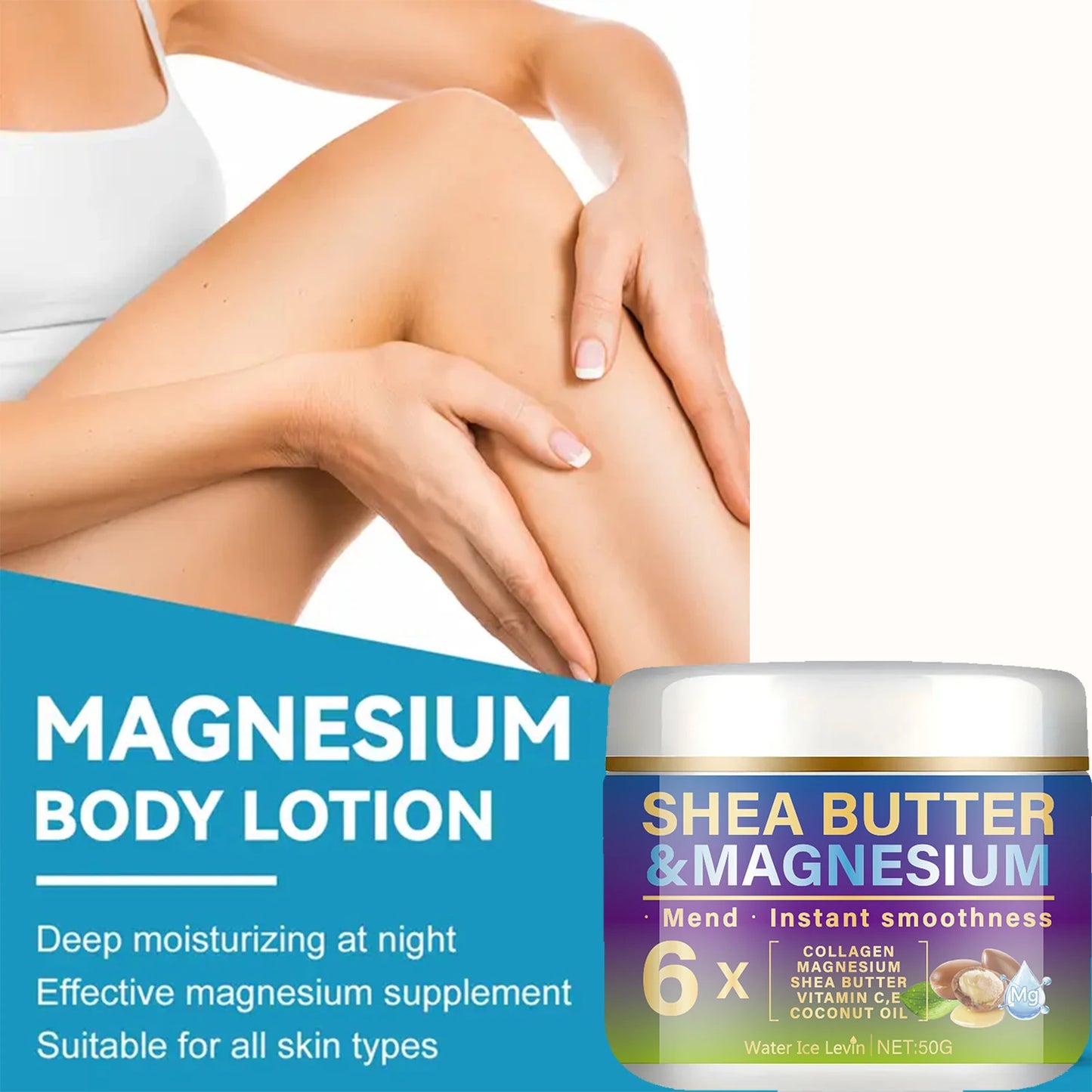 Magnesium Firming Cream with Shea Oil & Collagen - Moisturizing & Brightening Formula for Softer, Whiter & Confident Skin