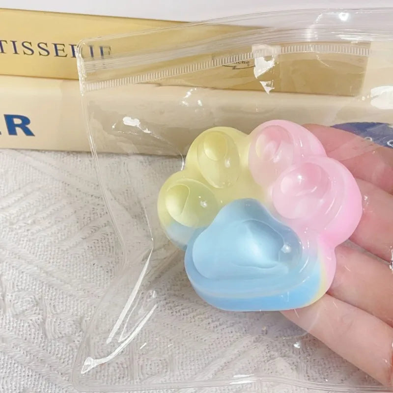 Rainbow Cat Paw Squishy Toy | Three Color Slow Rebound Stress Relief Fidget Toy