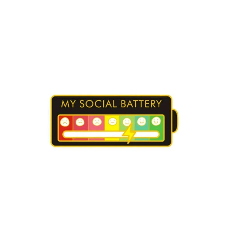 Mood Conversion Energy Brooch Can Slide My Social Energy Badge Expression Badge Men Women Pins for Backpacks Badges Metal Pines