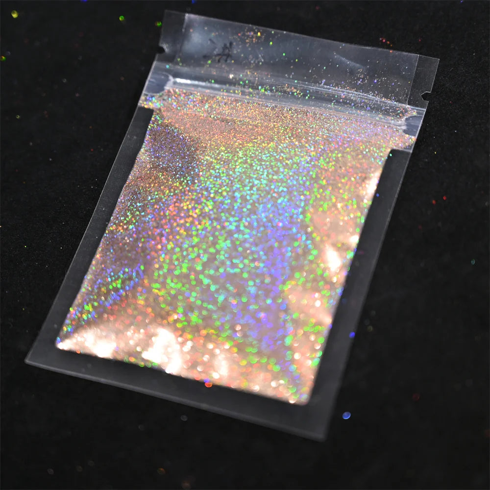 5g Laser Holographic Bulk Glitter Nail Shining Sparkly Pigment Loose Fine Glitter Reflective Gel Polish Accessories Nail Powder