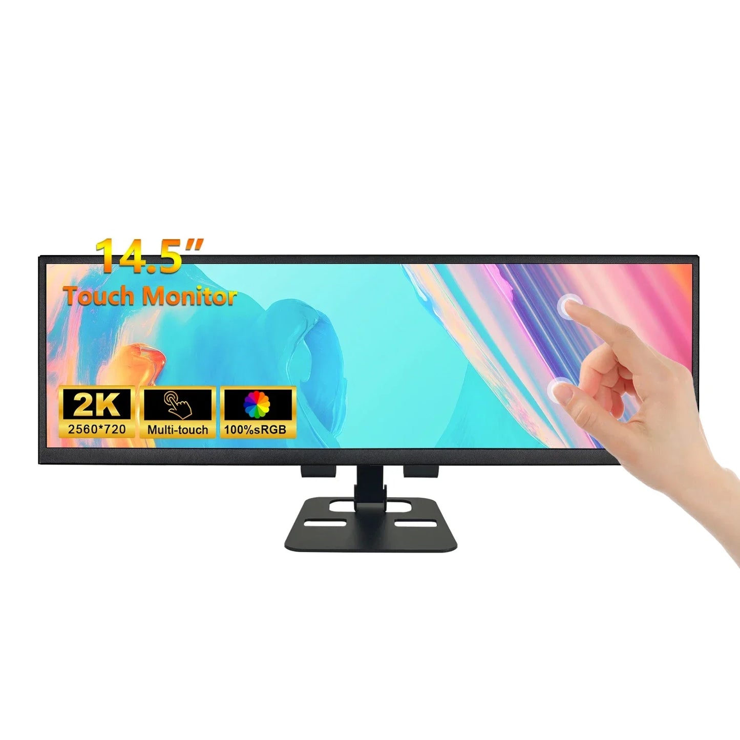 12.3/14.5 Inch Stretched Bar External Auxiliary Touch Portable Monitor for PC Raspberry Pi 5/4 Laptop Phone Vehicle PS Xbox Game