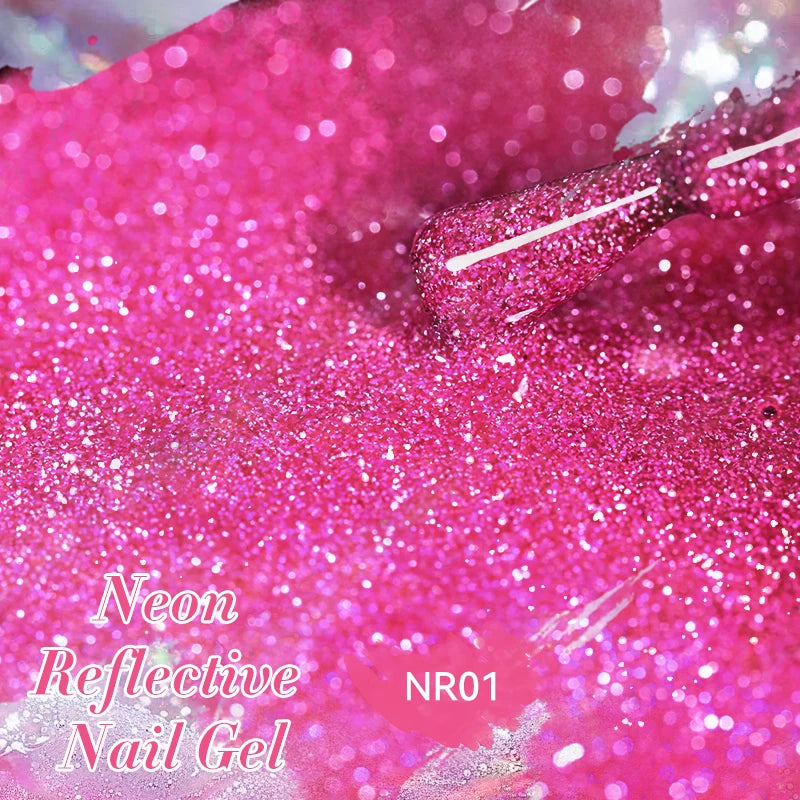 LILYCUTE 7ml Neon Reflective Nail Gel Polish Dark Flash Glitter Effect Fluorescent Gel Soak Off UV Gel Summer Nail Art Varnish