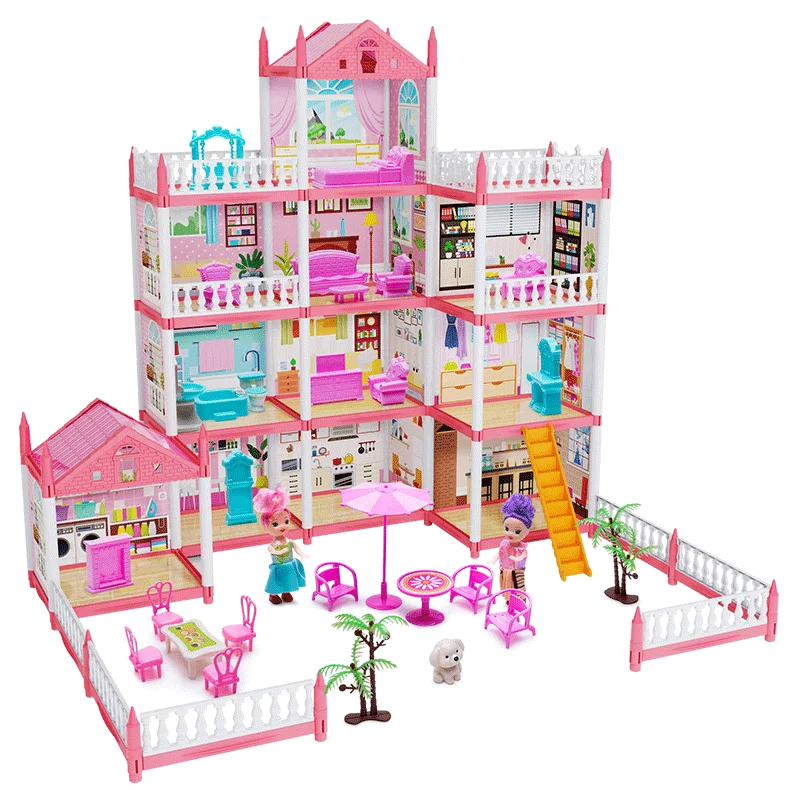 Children's Music Doll House Assembly Villa House 3D DIY Dream Princess Castle Villa Assembly Doll House Set Toy Girl Family Toy