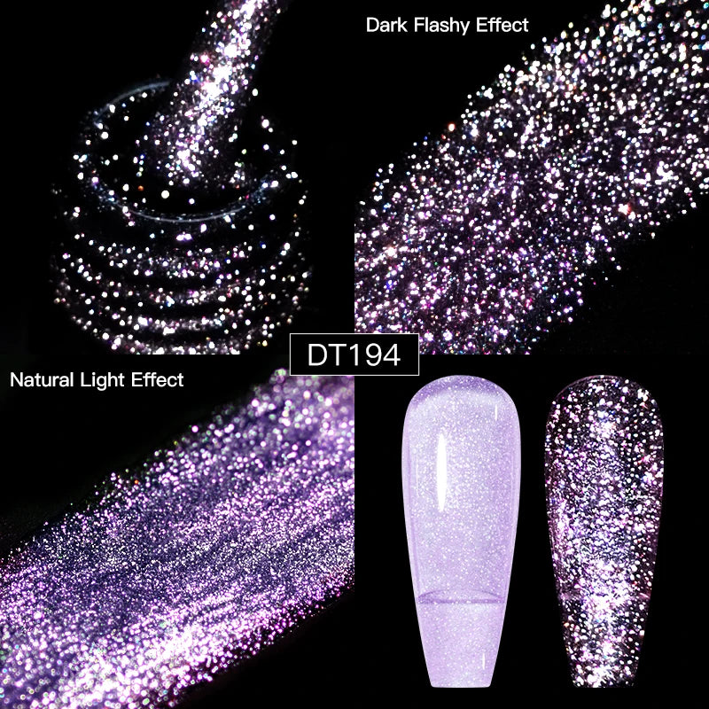 MEET ACROSS 7ml Reflective Glitter Gel Nail Polish Glitter Reflective Effect Semi Permanent UV LED Nail Art Gel Varnish Manicure