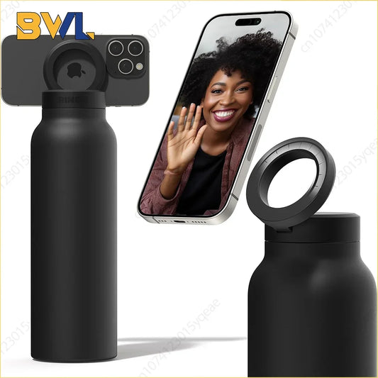 24 Oz INFLUENCER WATER BOTTLE Insulated Stainless Steel Sports Bottle Insulated Mug with Magnetic Phone Holder Outdoor Sports Water Bottle