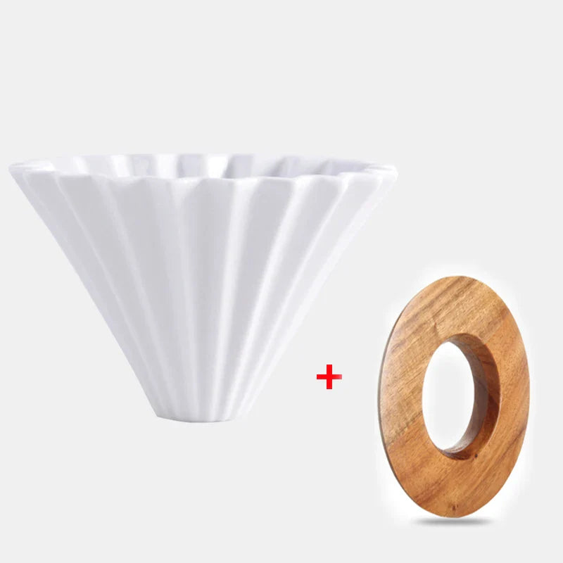 StepUp Coffee Origami Ceramic Pour Over Dripper, Handmade Cone Brewer-13