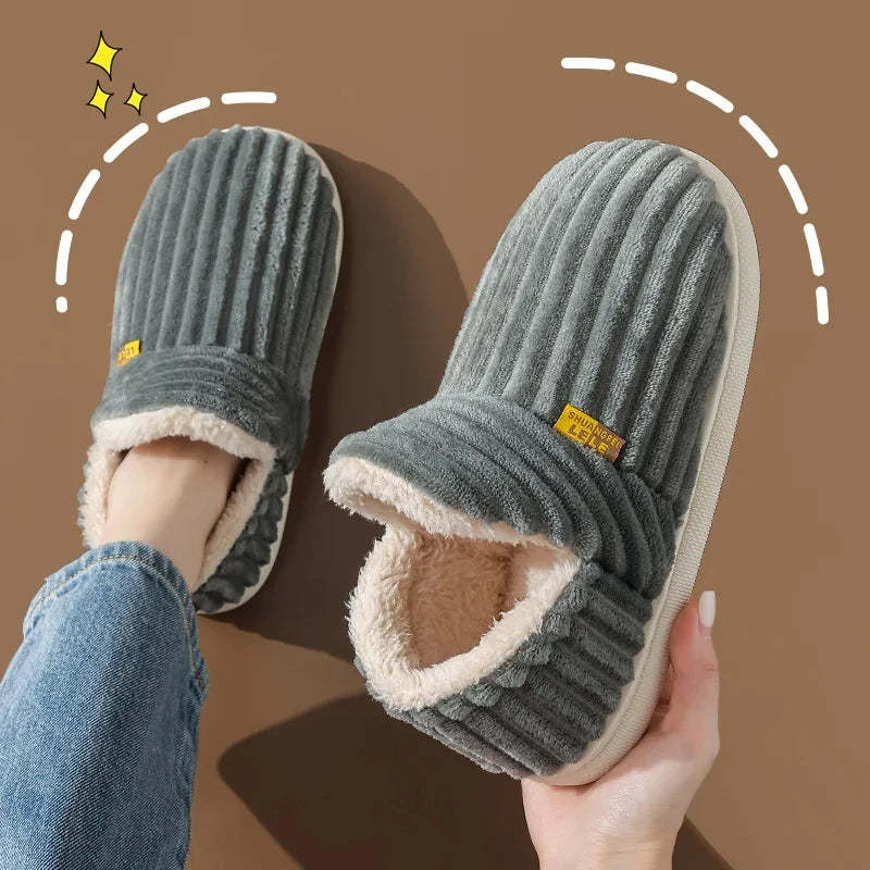 2025  New Soft Sole Slippers For Women Winter Fashion Women Fur Slippers Fuzzy Plush Men Slippers Warm Furry Women Cotton Shoes