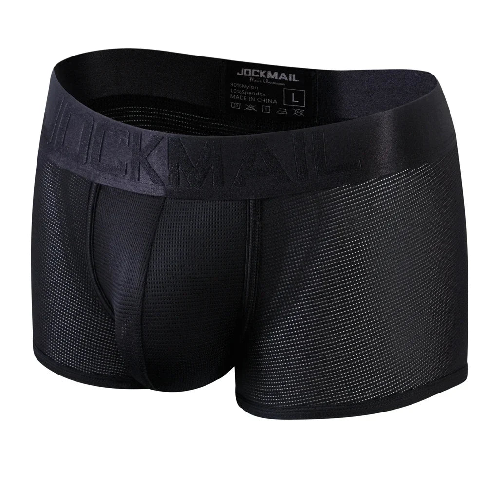 Fashion Fluorescent Color Men's Underwear Sporty Breathable Mesh Boxer Briefs Sexy Transparent Male Underpants Boxer Shorts