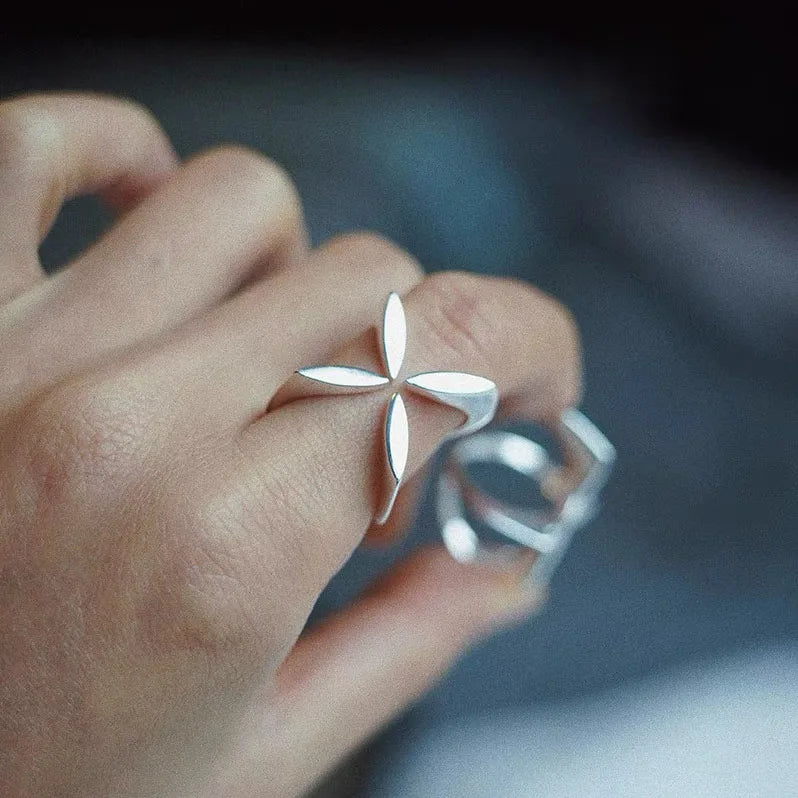 925 Sterling Silver Adjustable Zircon Vintage Ring