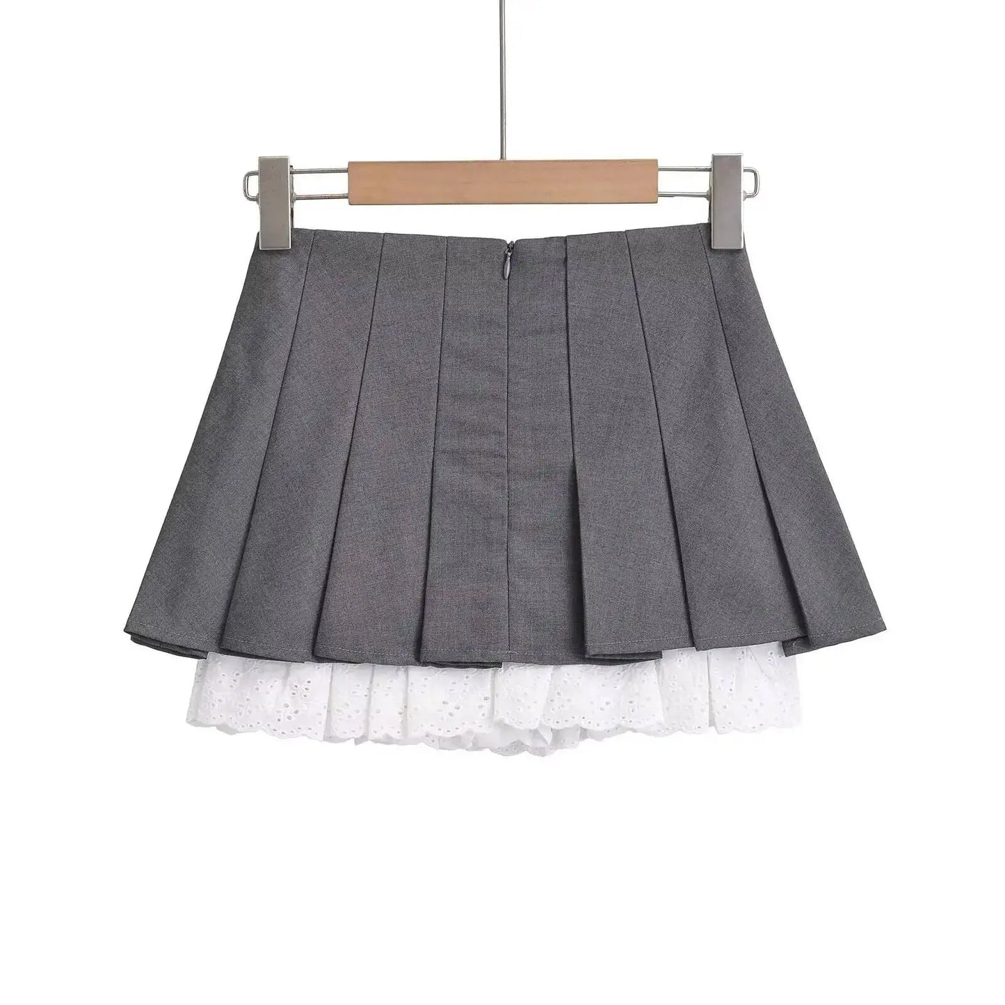Summer New Leisure Lace Splicing Short Skirt Women Pure Desire Spicy Girl High Waist Hundred Fold A-line Half Length Skirt 7V01